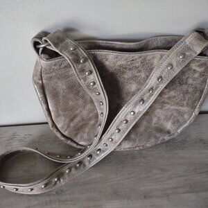 Gorgeous studded leather crossbody purse - moto - western - saddlebag style NEW